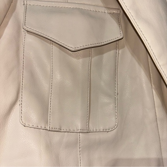 INC International Concepts Moto Cream Faux Leather One Snap Jacket Size L - Picture 7 of 11